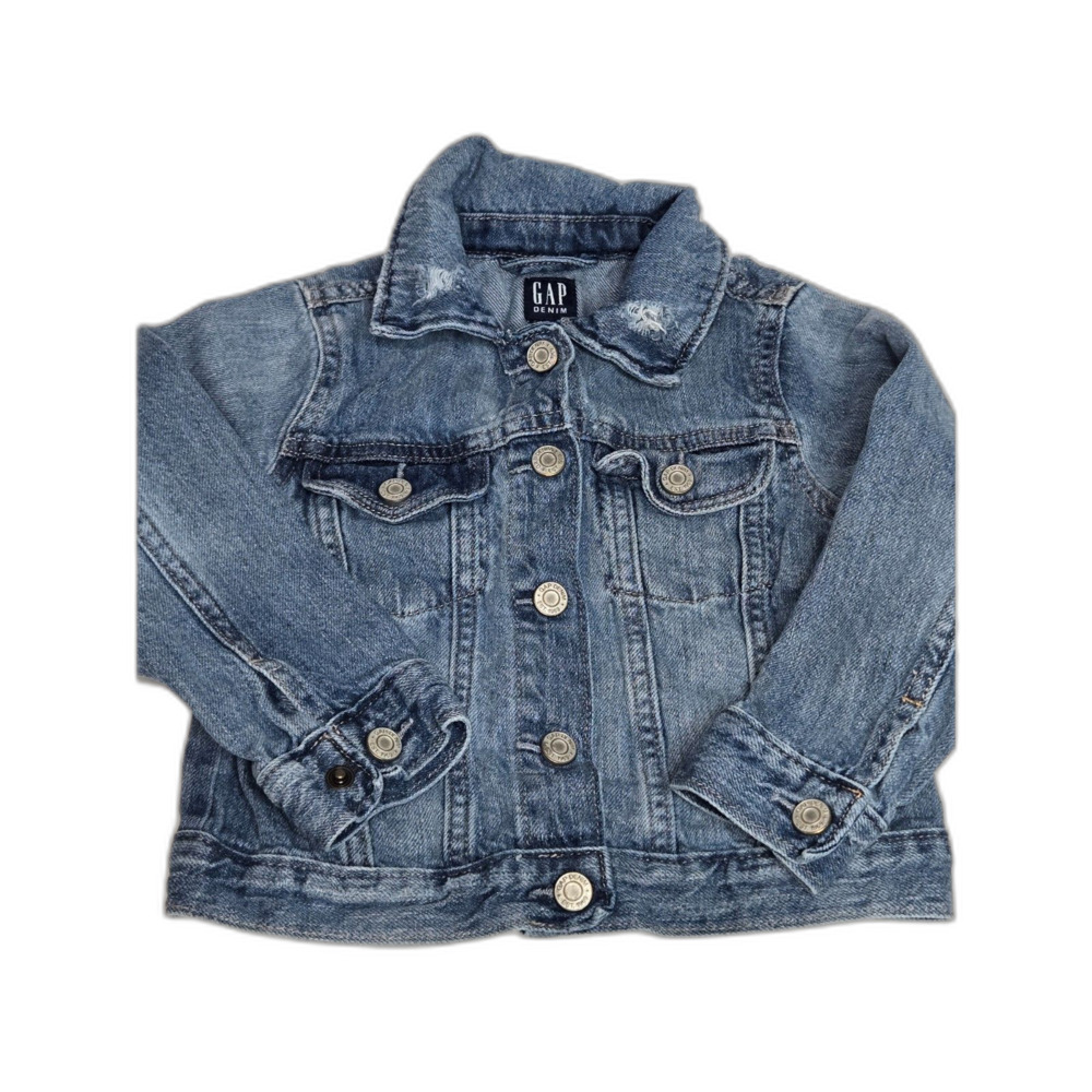 babyGap Icon Distressed Denim Trucker Jacket | Girls Size 4 Years | Light Wash